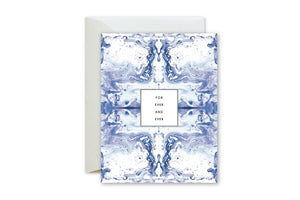 FOREVER AND EVER Tiled Blue and Lavender Marble Card