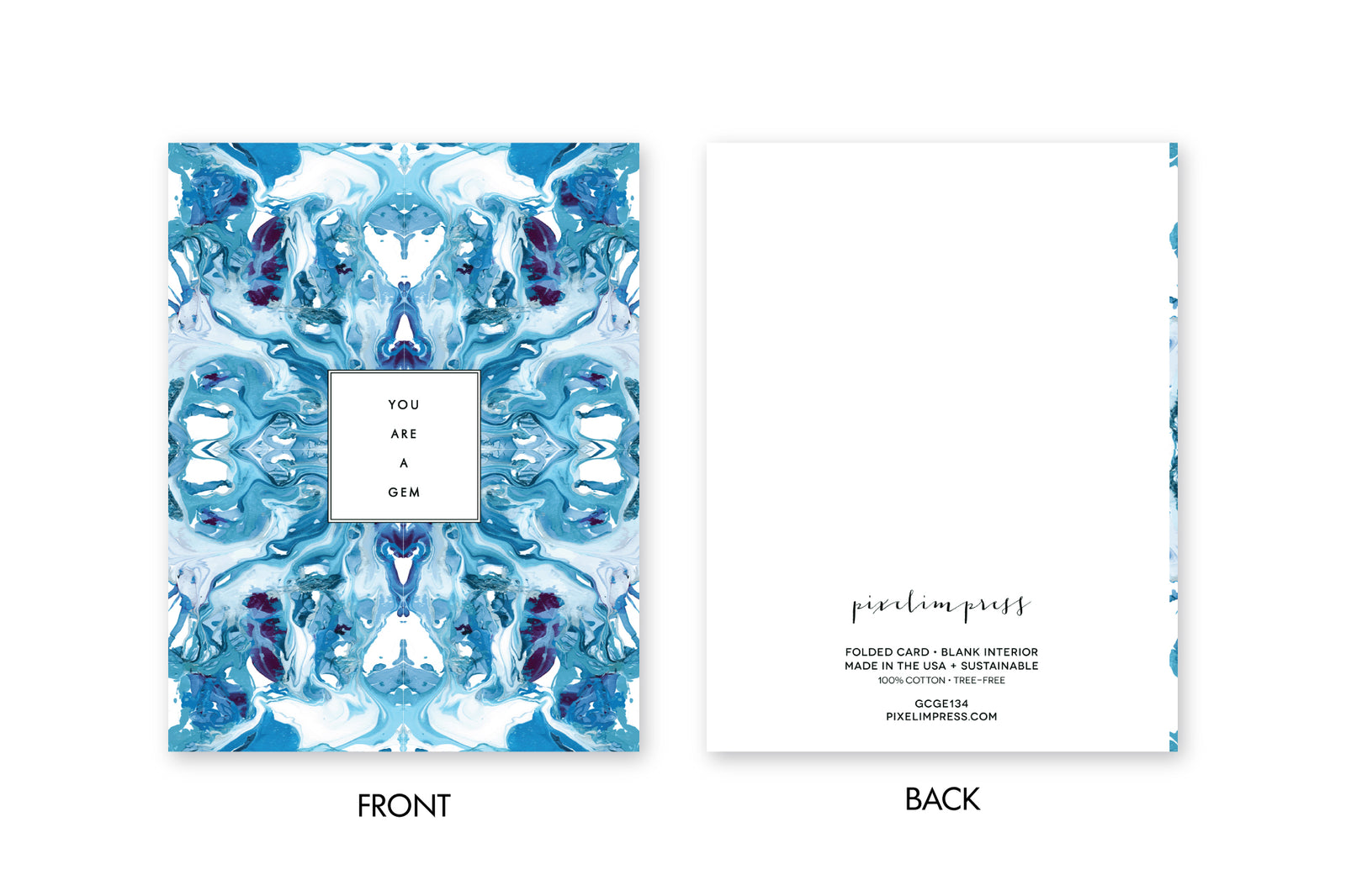 YOU ARE A GEM Blue Purple Tiled Marble Card