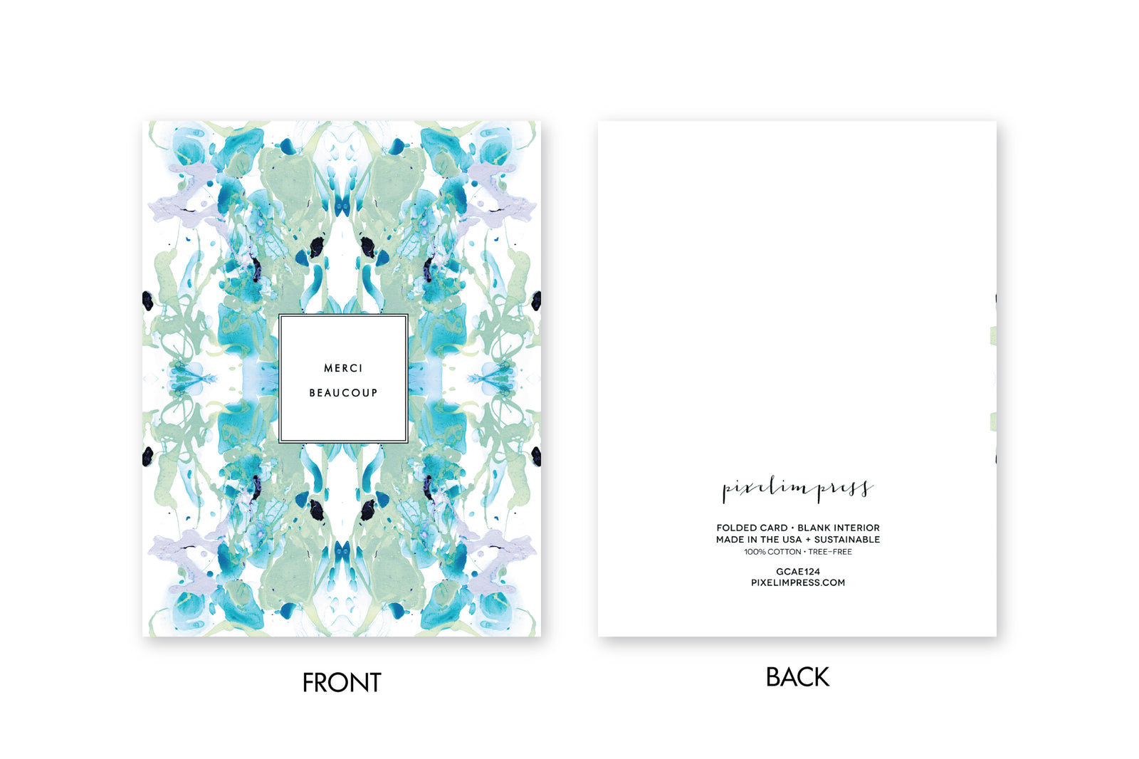MERCI BEAUCOUP Aqua Tiled Marble Card
