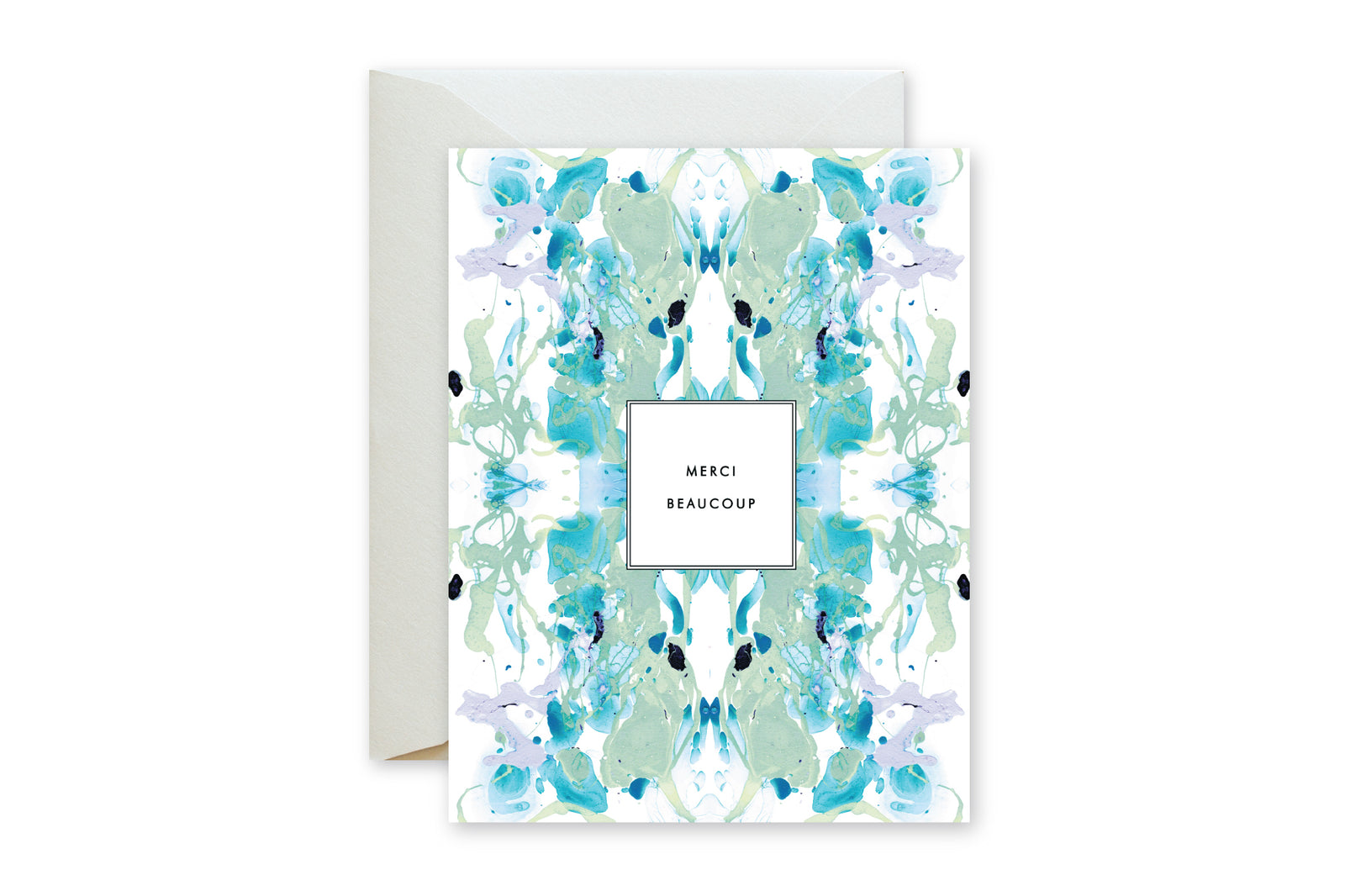 MERCI BEAUCOUP Aqua Tiled Marble Card