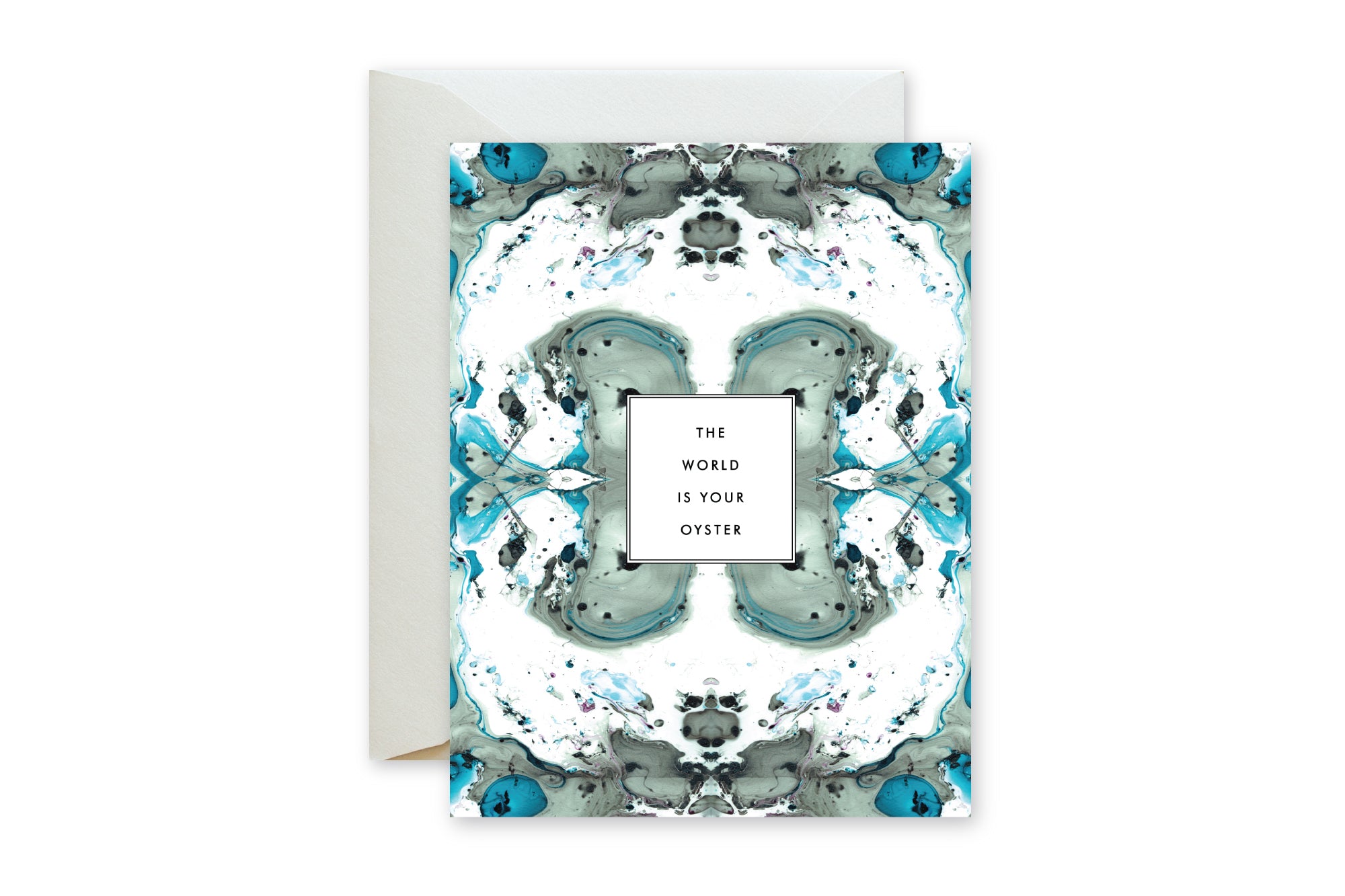 THE WORLD IS YOUR OYSTER  Green + Turquoise Tiled Marble Card