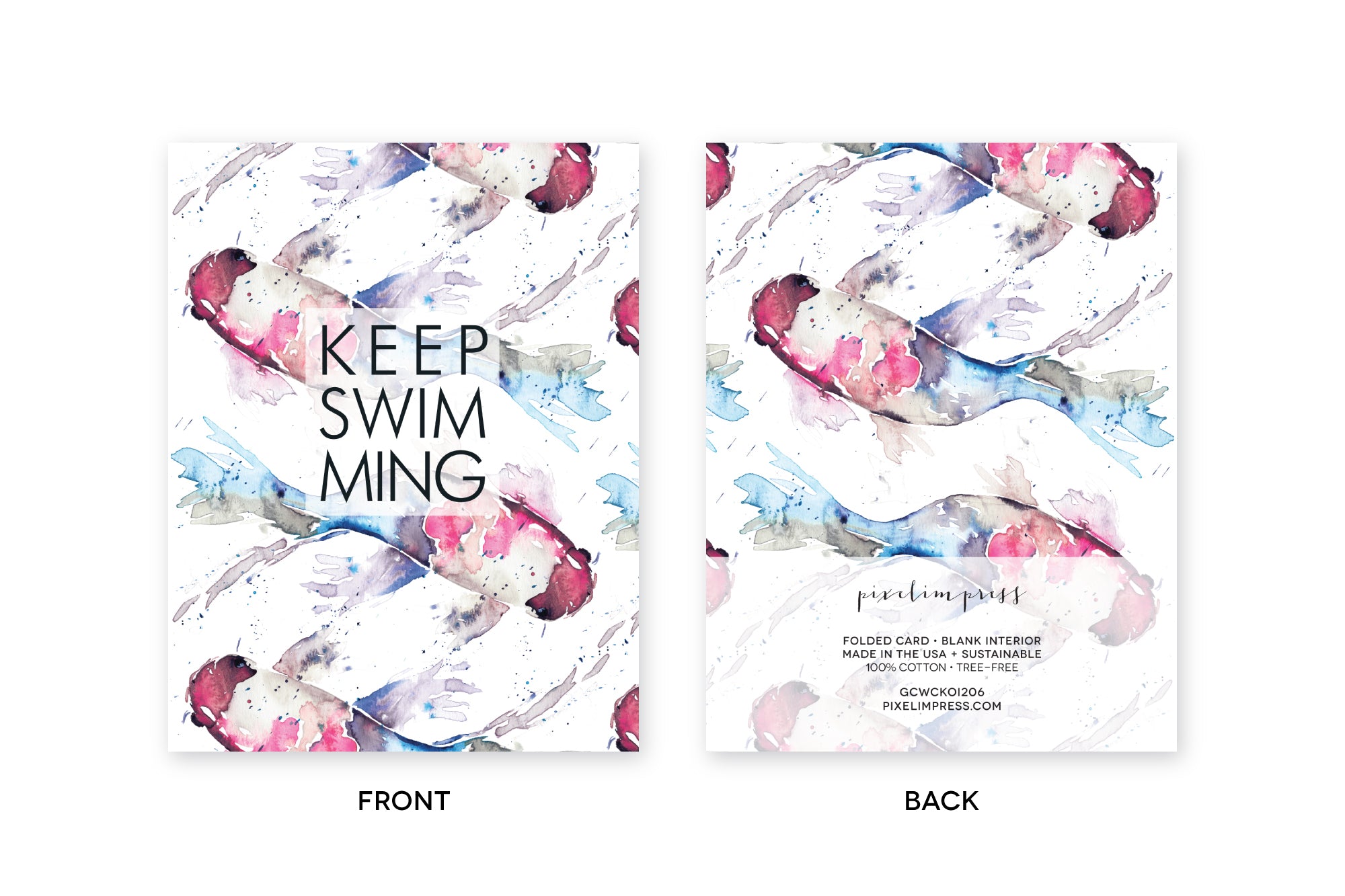 KEEP SWIMMING Koi Fish Watercolor Card