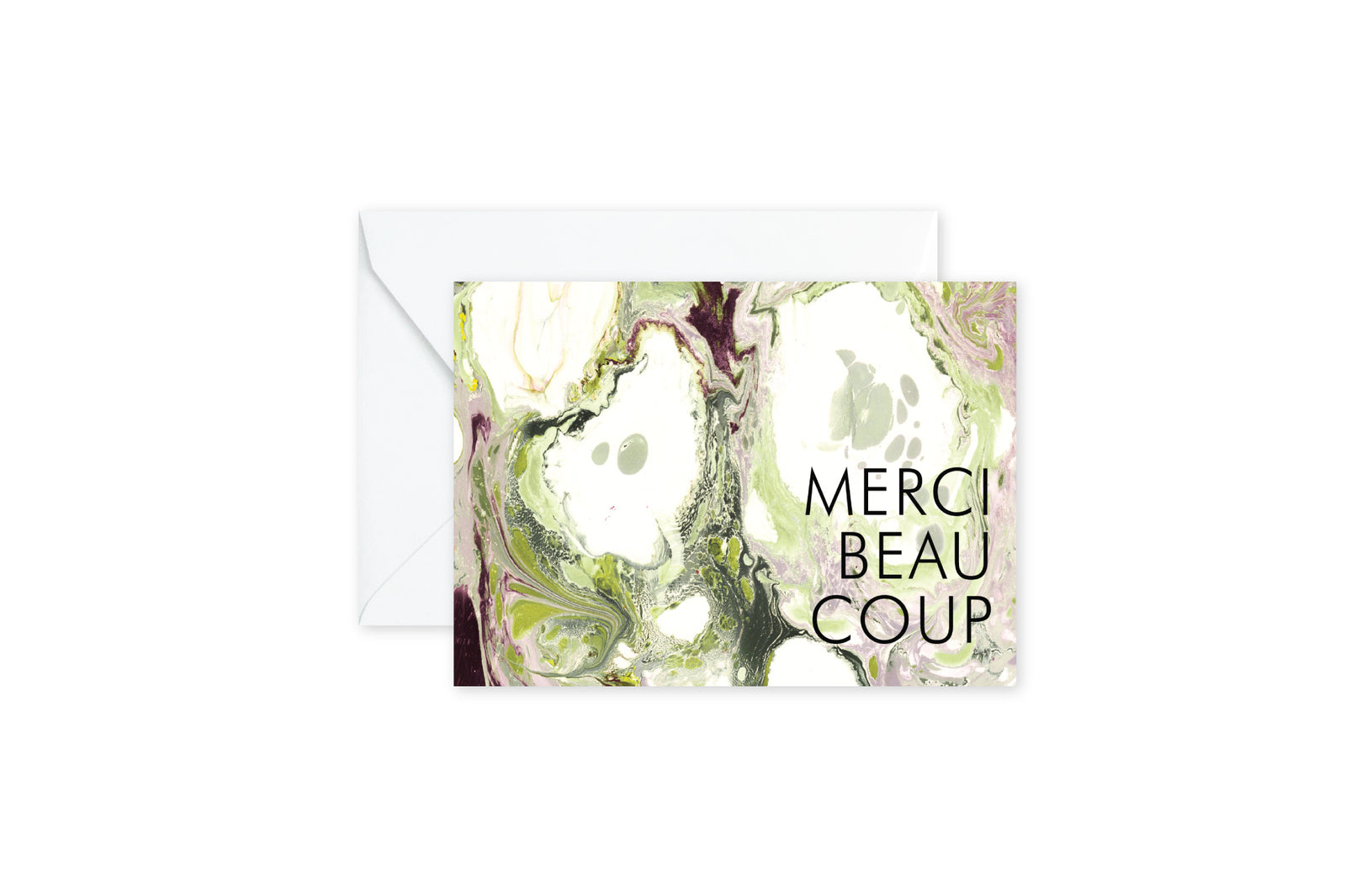 MERCI BEAUCOUP Green Marble Notecards