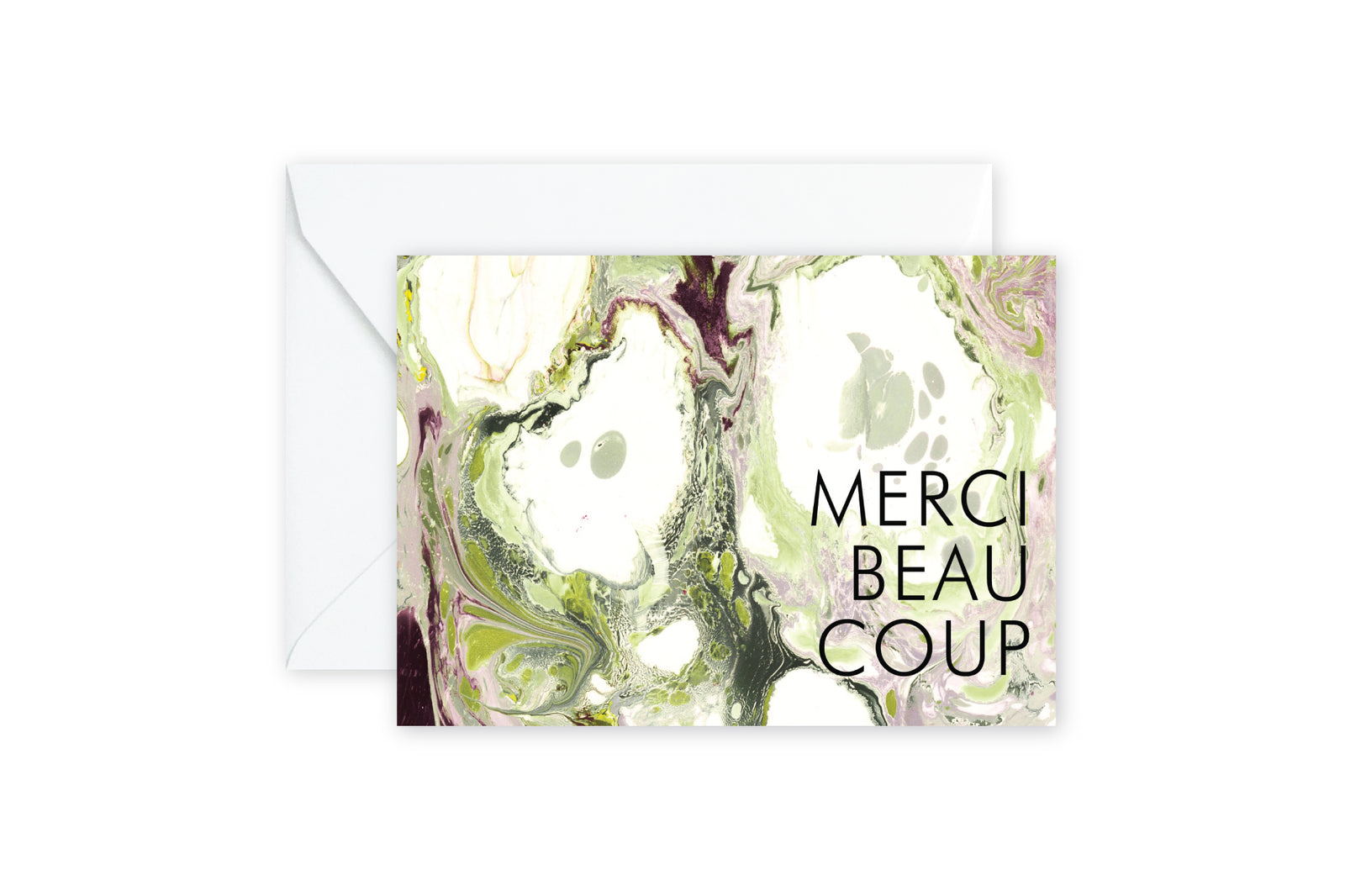 MERCI BEAUCOUP Green Marble Notecards