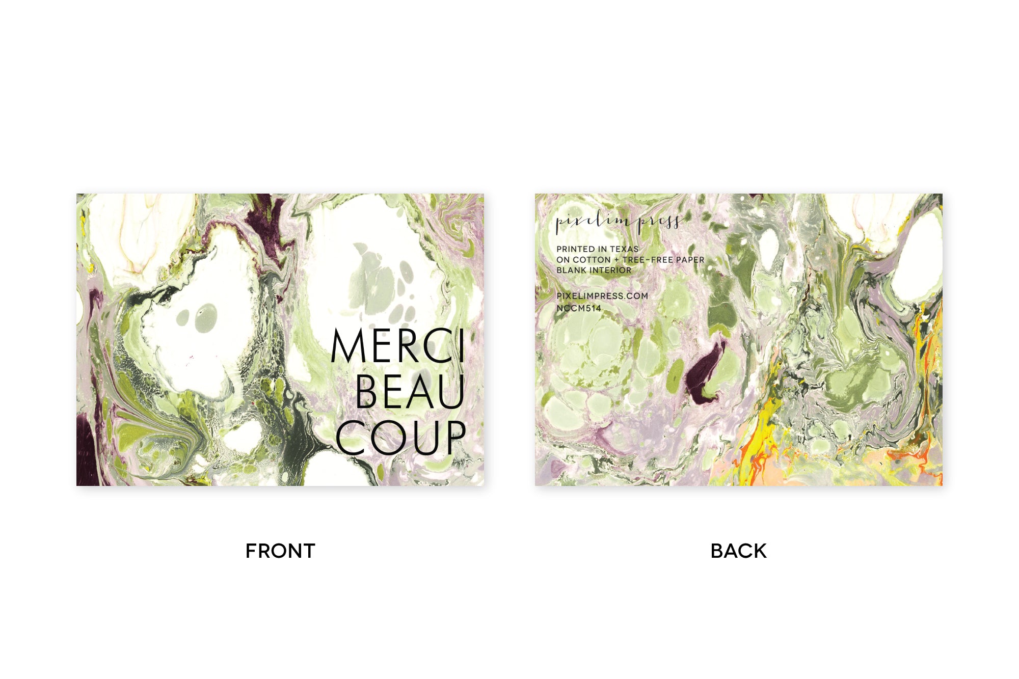 MERCI BEAUCOUP Green Marble Notecards
