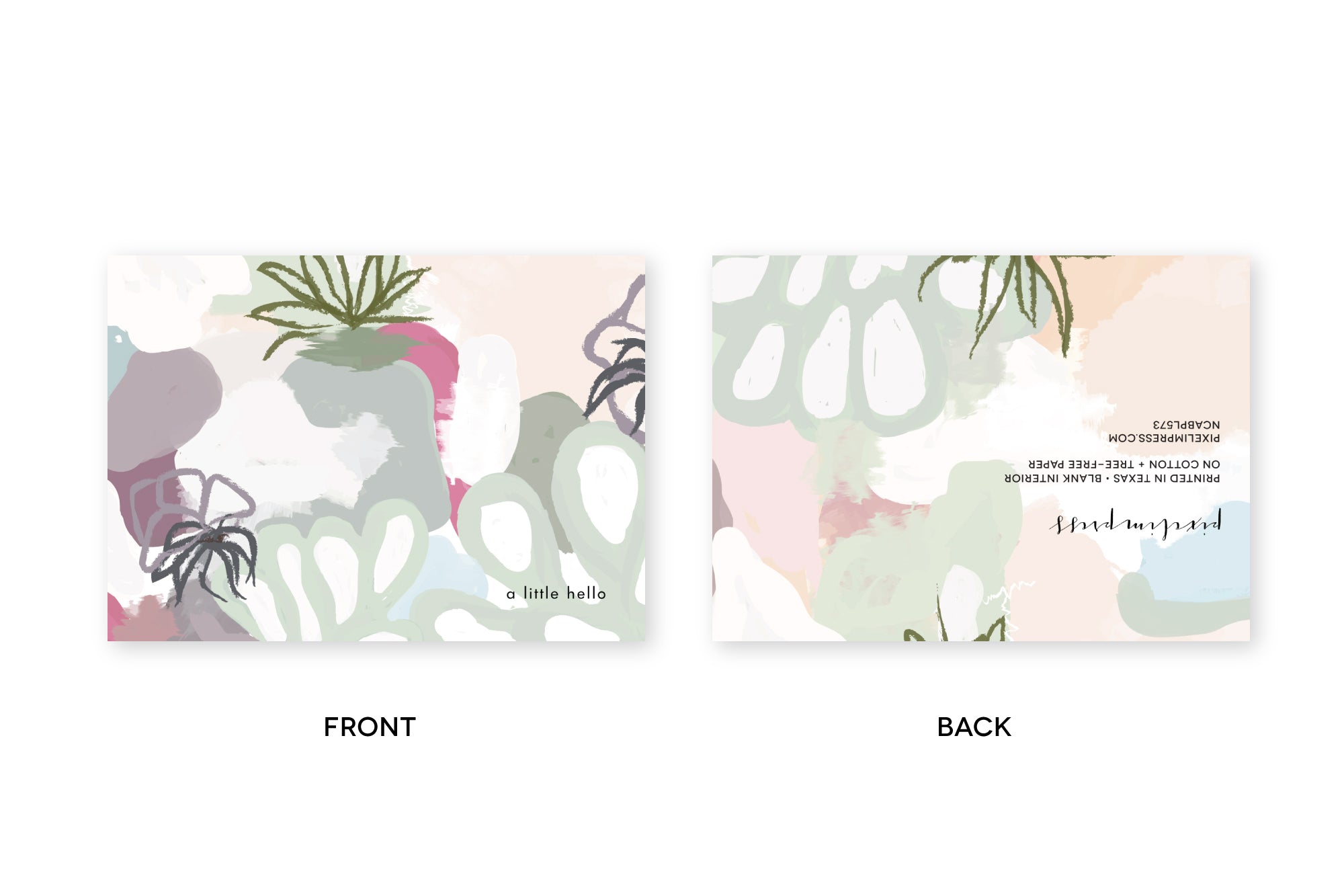Abstract HELLO Plant Notecards