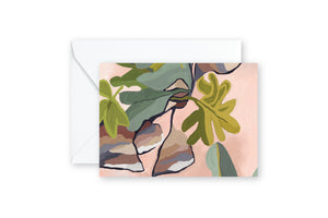 Notecard (with white envelope) featuring original leaves and pods abstract art  by pixelimpress