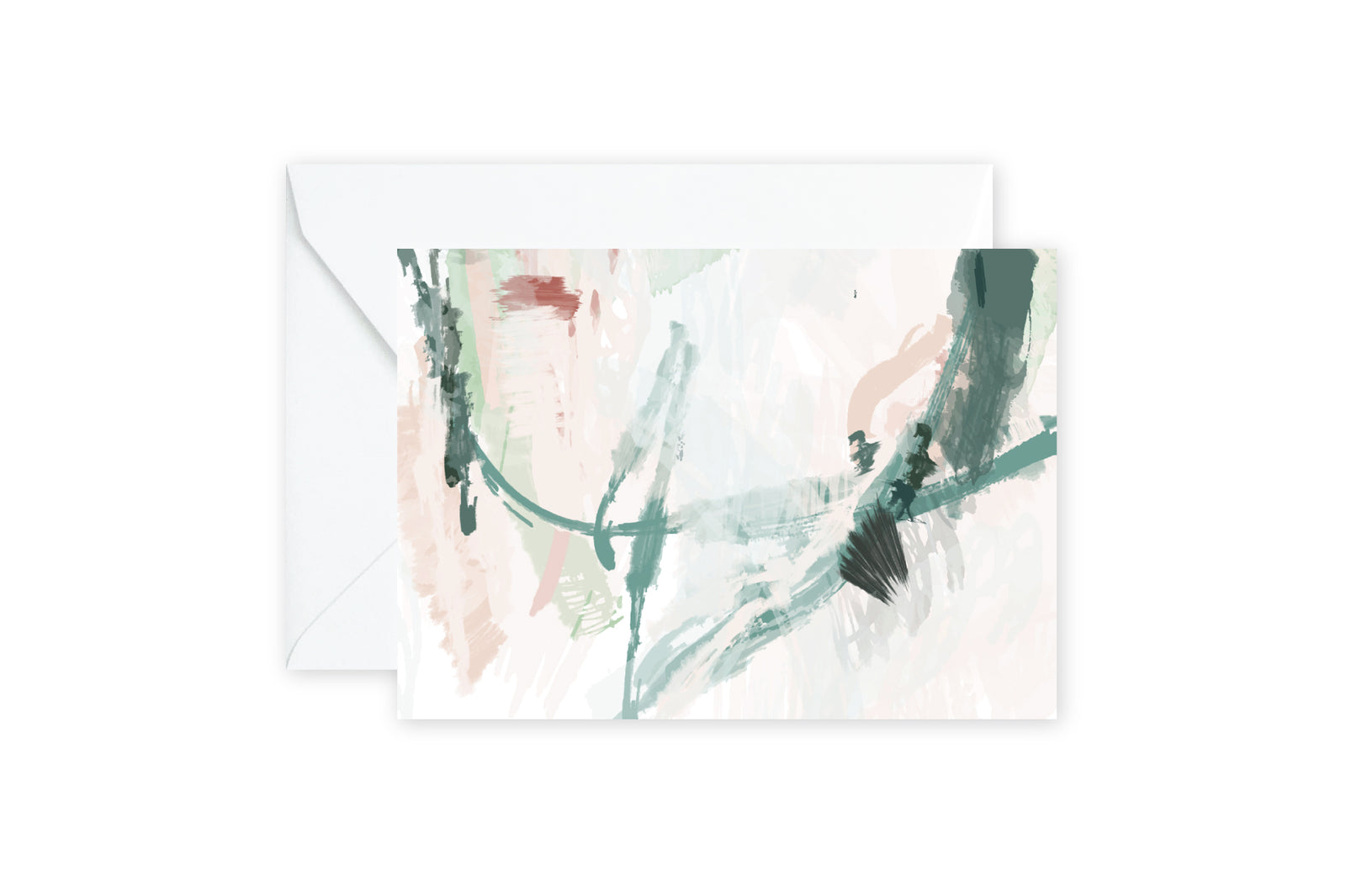 Peach Green Abstract Notecards