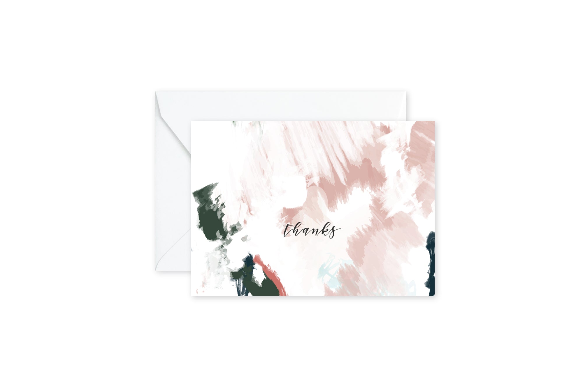 THANKS Rust Green Abstract Notecards