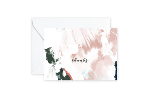 THANKS Rust Green Abstract Notecards