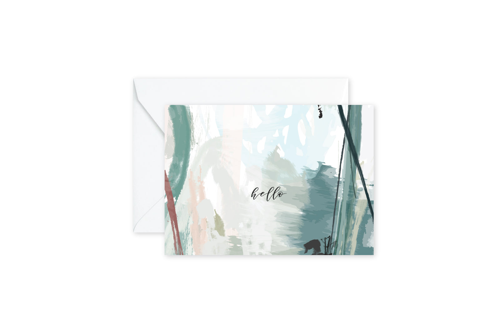 HELLO Sage Abstract Notecards