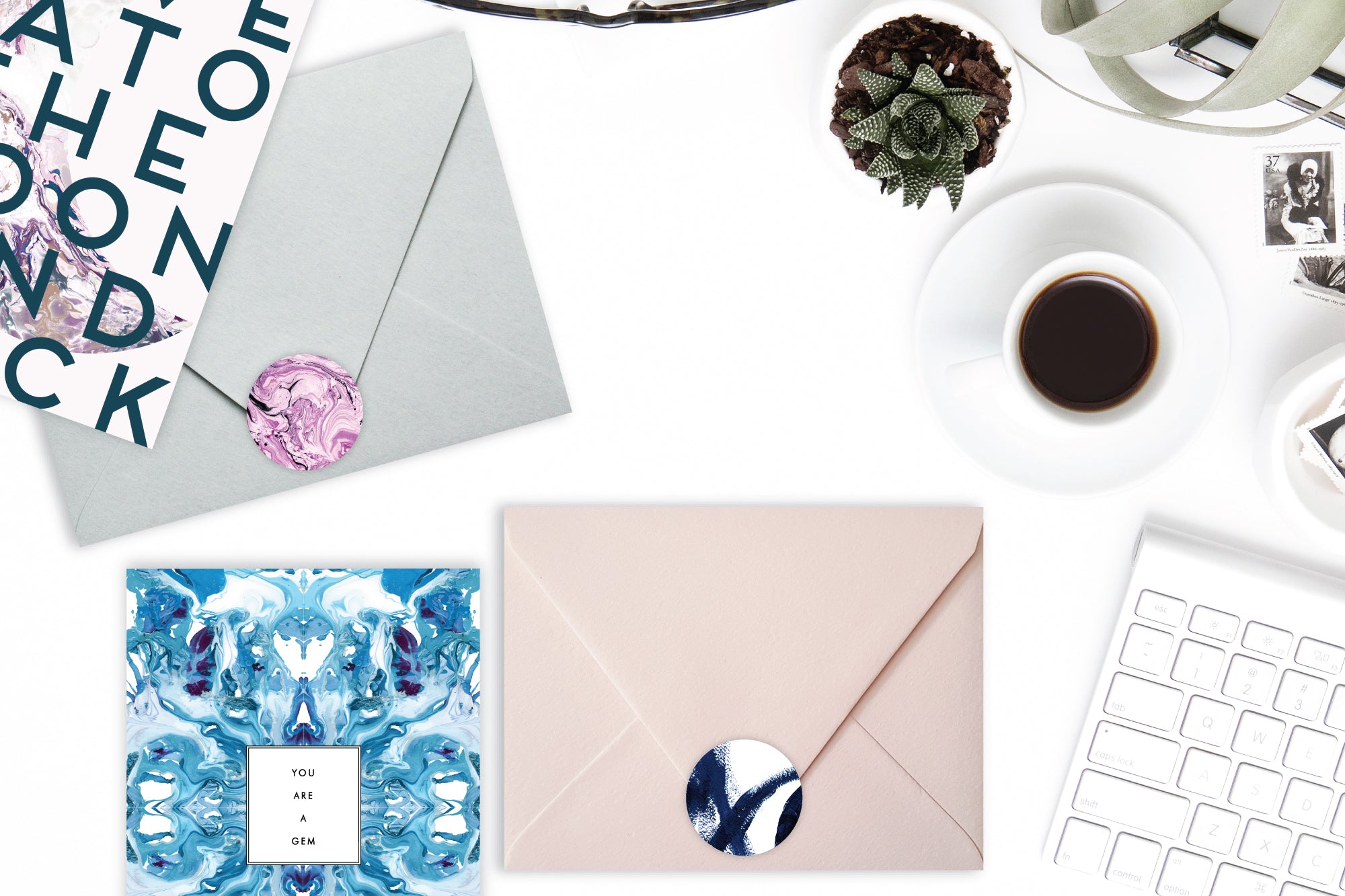 Marbel Gift Wrap | Label | Sticker| Envelope Set (10) by pixelimpress